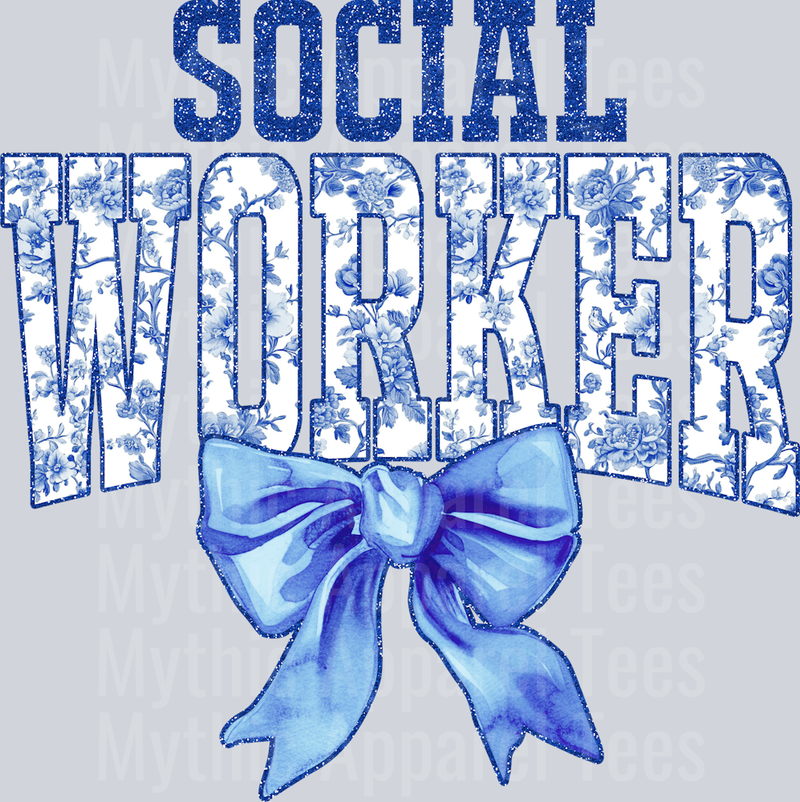 Light Blue Toile Social Worker