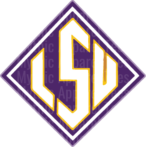 LSU Tigers Purple and Gold Diamond Monogram Logo Design
