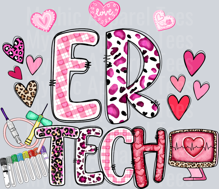ER Tech Valentines Day Nurse DTF Valentines Day Transfers
