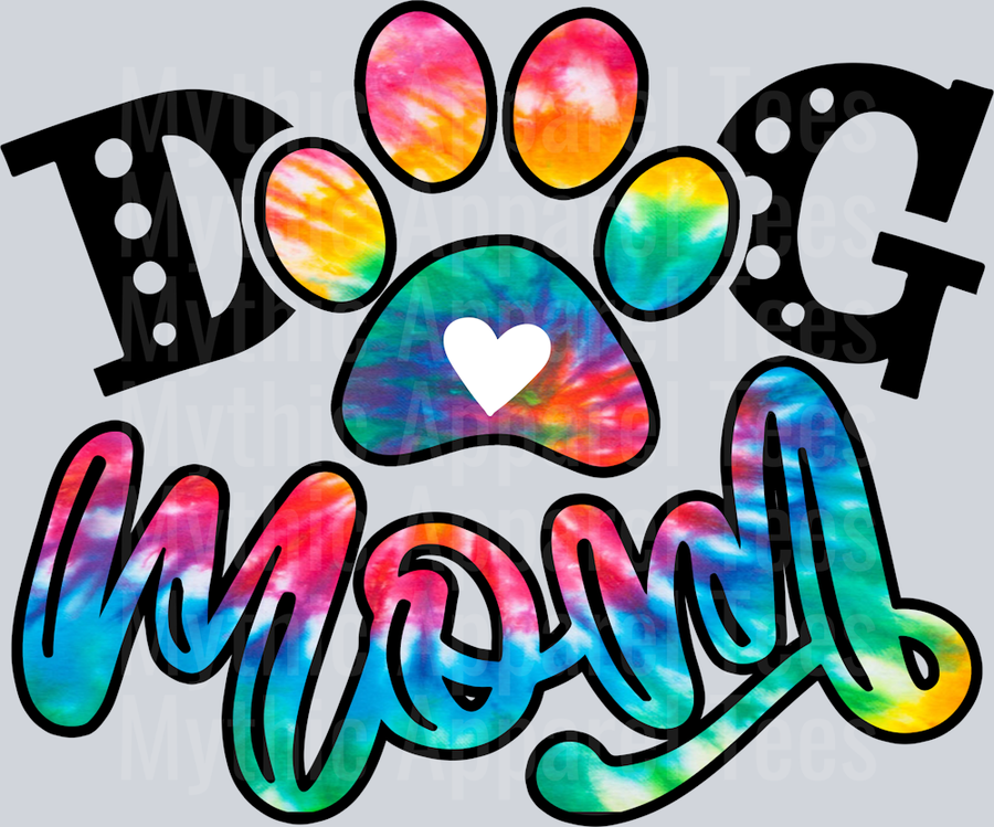 Dog mom tie dye paw print DTF Dog Transfers