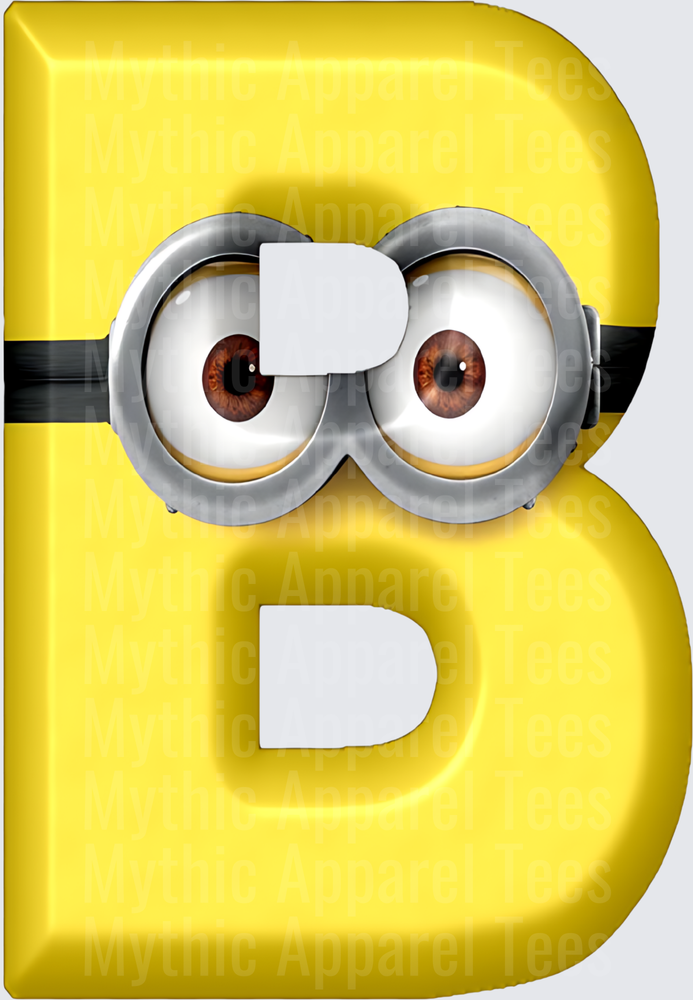 Minnions Letter B with Goggles Eyes Yellow 3D Character