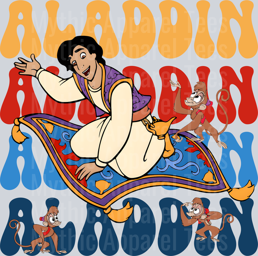 Aladdin and Magic Carpet DTF Disney Transfers