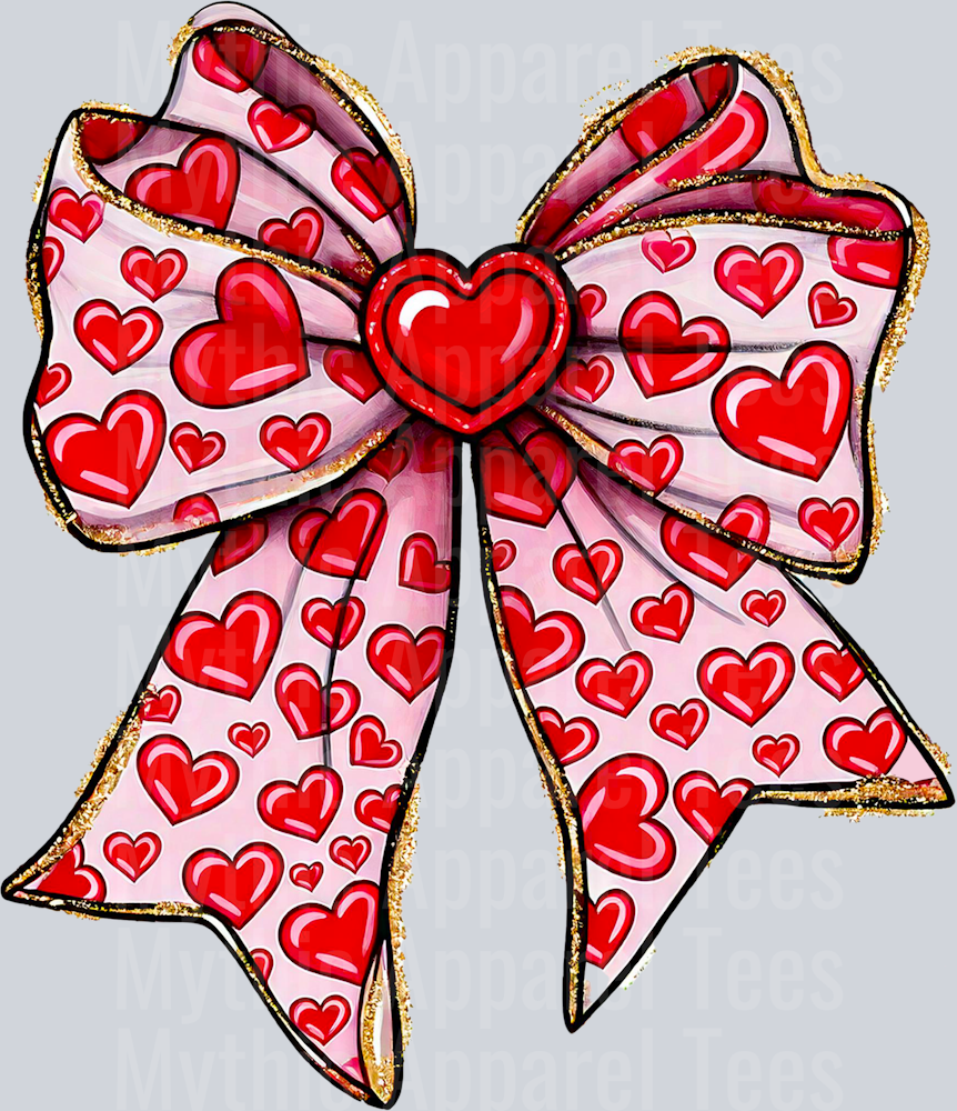Bow Pink and red Hearts Valentines Day Design