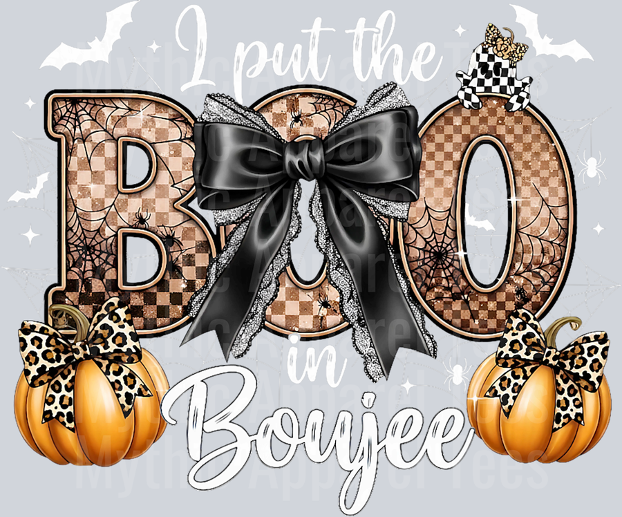 I Put The Boo In Boujee Coquette Bow Pumpkin Happy Halloween T-Shirt
