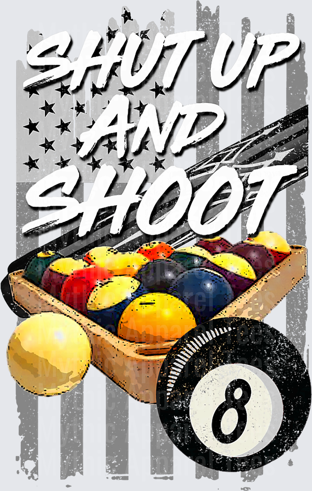 Shut Up And Shoot Pool Billiards 8 Ball Rack Cue Distressed American Flag