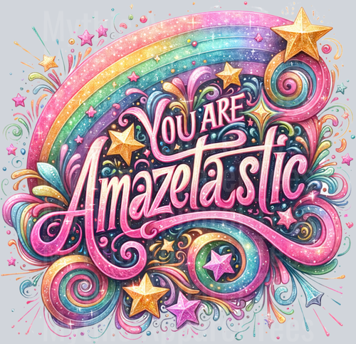You Are Amazing Rainbow with Stars DTF Empowerment Transfers