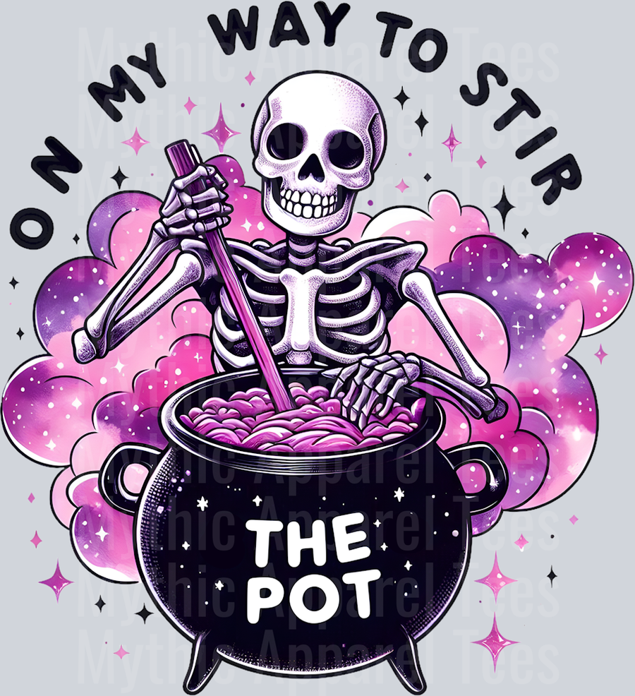 On my way to stir the pot pink and purple cloud DTF Skull Transfers