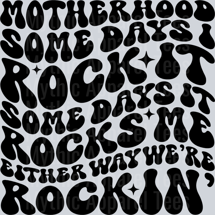 Motherhood Pocket Funny Wavy Retro Words Black