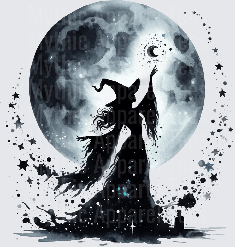 Halloween Gothic Witches Silhouette Moon Magic Crescent Stars