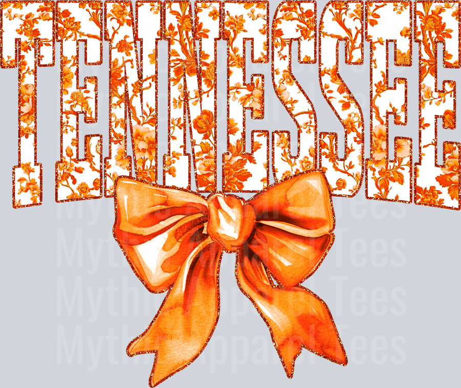 Tennessee College Font Floral Pattern State 50 States