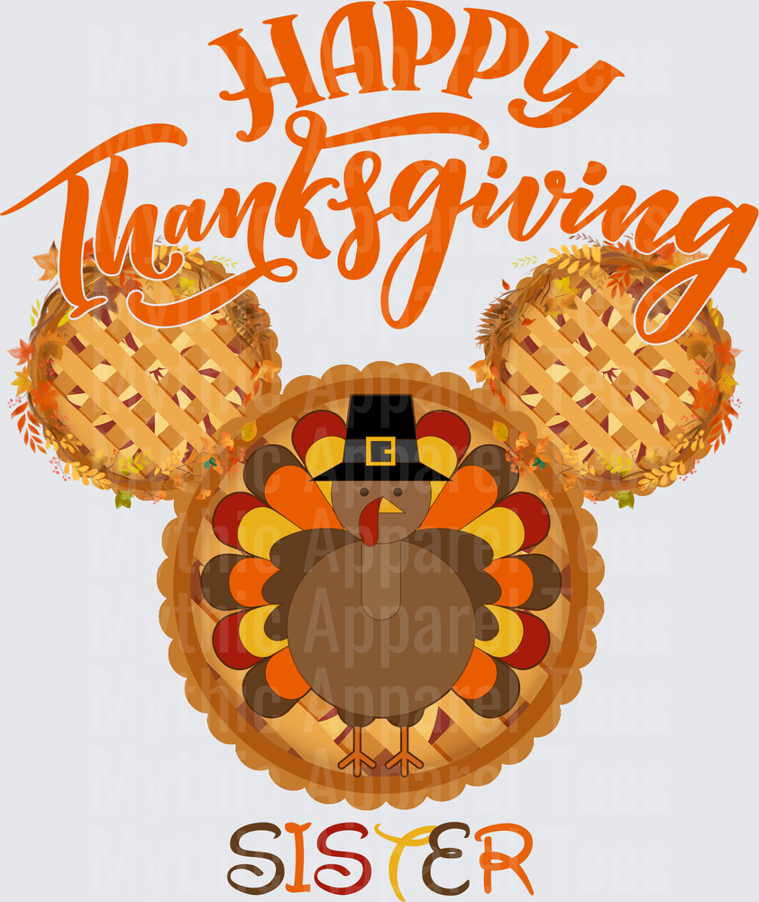 Disney Fall and Thanksgiving Mickey Ears Pilgrim Turkey Sister