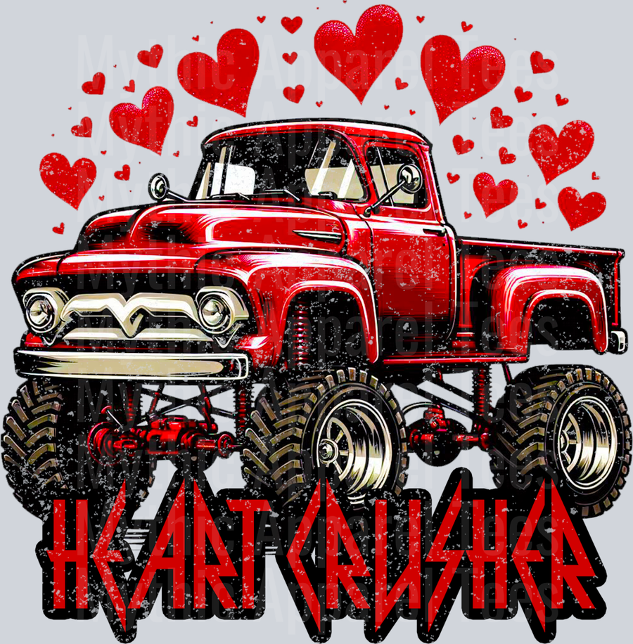 Heart Crusher Monster Truck with hearts Style Combo Valentines Day Design