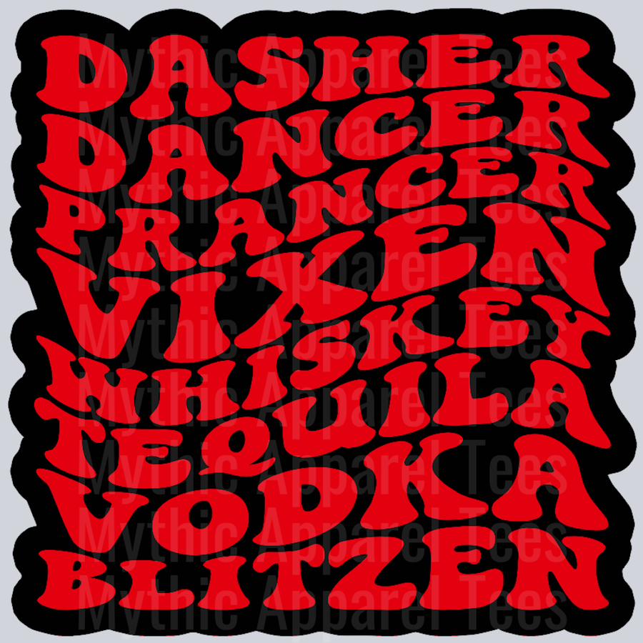 Dasher Dancer Prancer Vixen Christmas Wavy Retro Funny Designs