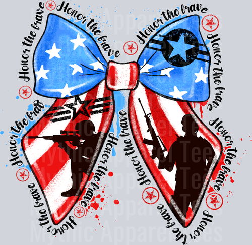 Honor The Brave Bow Red White and Blue Patriotic DTF 4th of July Transfers