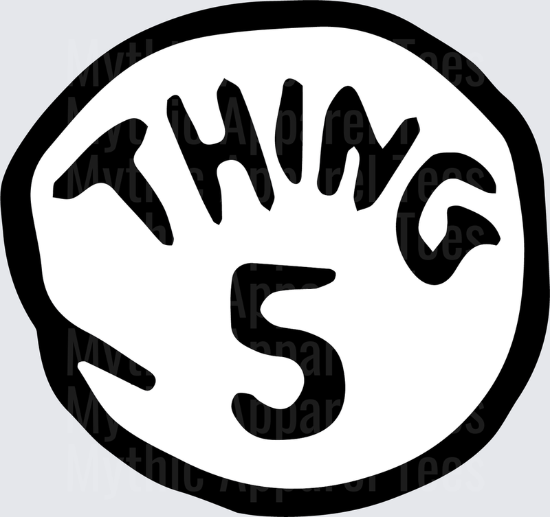 DR Seuss Thing 5 Black and White Circle Badge Logo