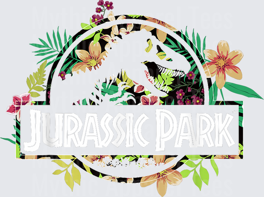 Jurassic Park Floral Logo T-Rex Tropical Botanical Design