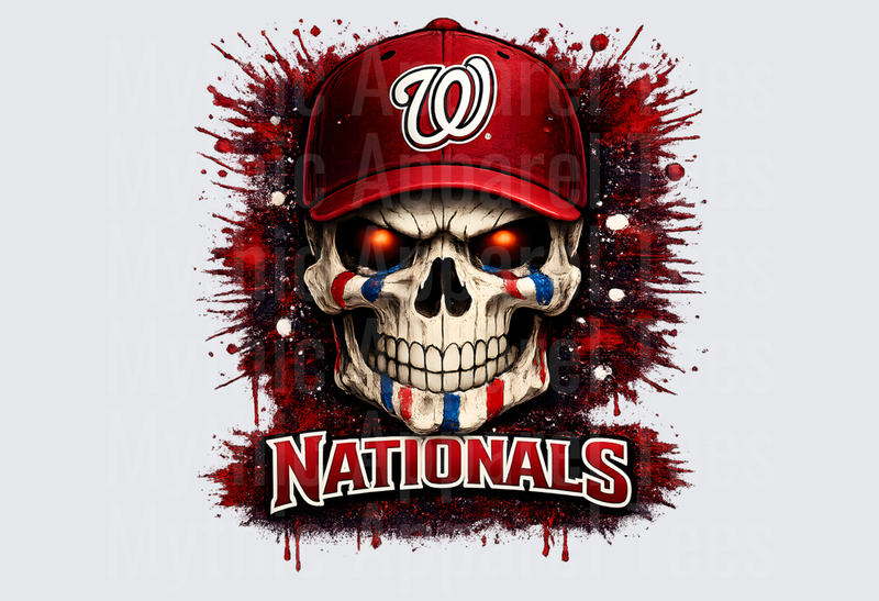 MLB Skulls Washington Nationals Glowing Eyes Skull Splatter