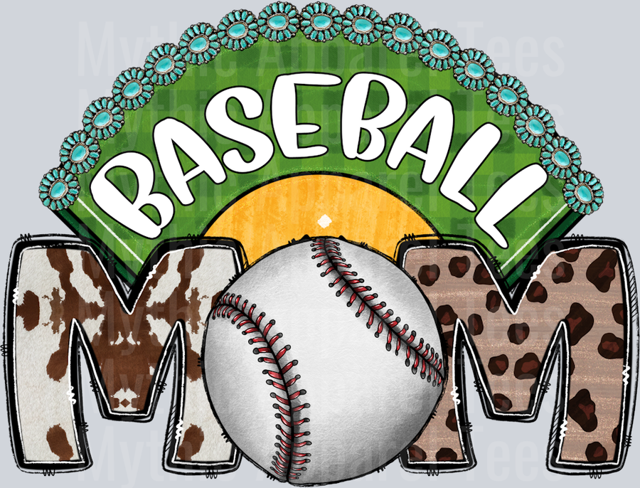 Baseball Mom Outfield and cow print Western