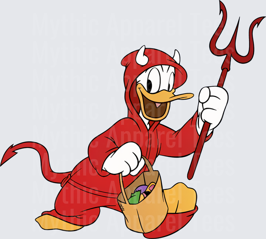 Donald Duck Halloween Devil Costume Trick or Treat Candy Bag Pitchfork