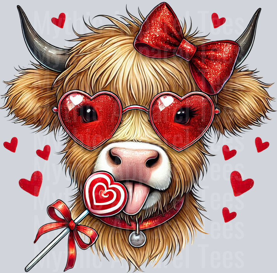 Highland Cow Heart Glasses Style Combo Valentines Day Design