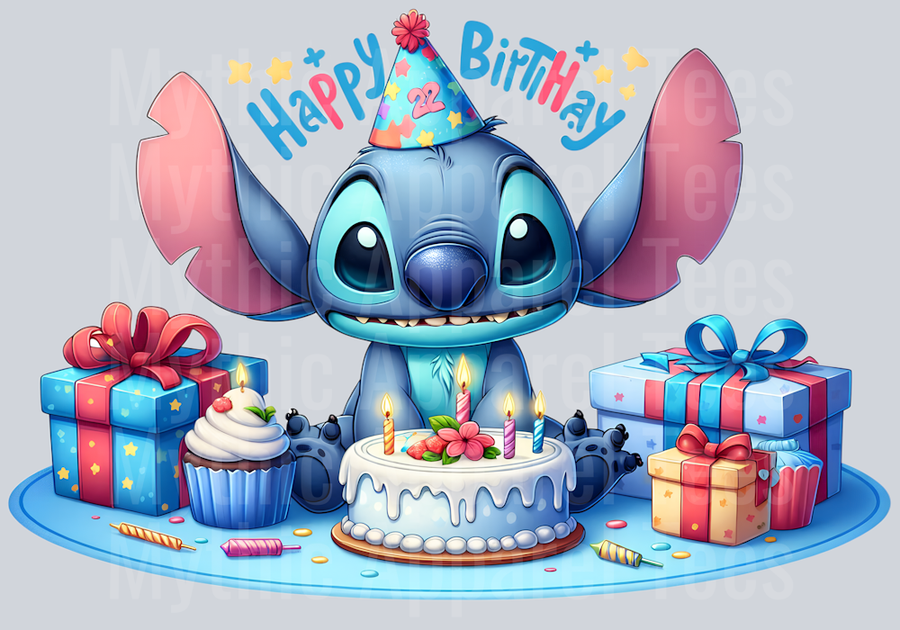 Stitch Birthday Transfer 9 DTF Stitch Birthday Transfers