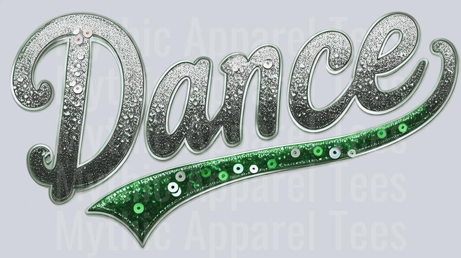 Dance Swoosh Sequins Green DTF Dance Swoosh Transfers