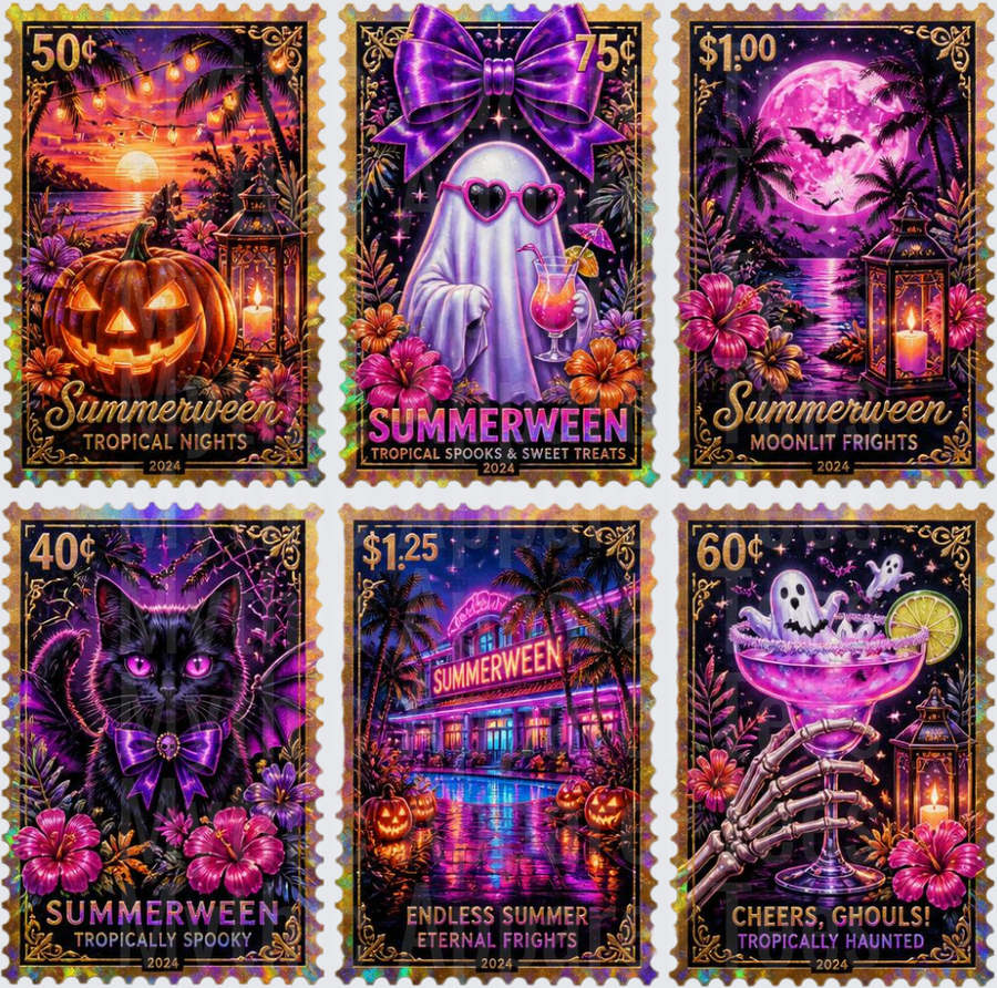 Halloween Summerween Tropical Spooky Stamp Sheet Set 2024