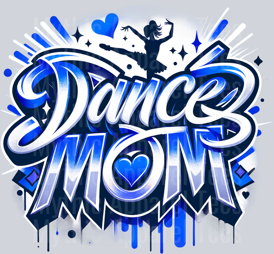 Dance Mom 2 Airbrushed Blue DTF Dance Mom Transfers