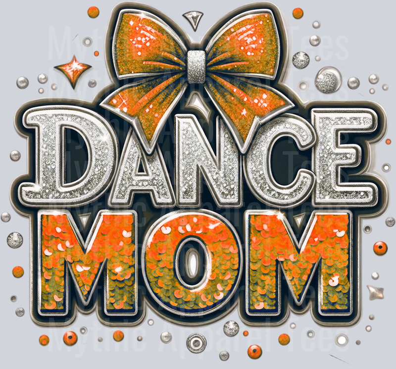 009 Dance Mom Sequins Orange DTF Dance Mom Transfers