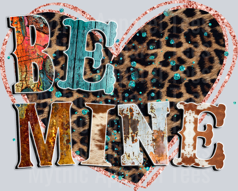 Be Mine Leopard Heart Western DTF Valentines Day Transfers