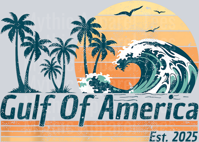 Gulf Of US America Est 2025 Retro Vintage Beach 11 DTF Gulf Of America Transfers