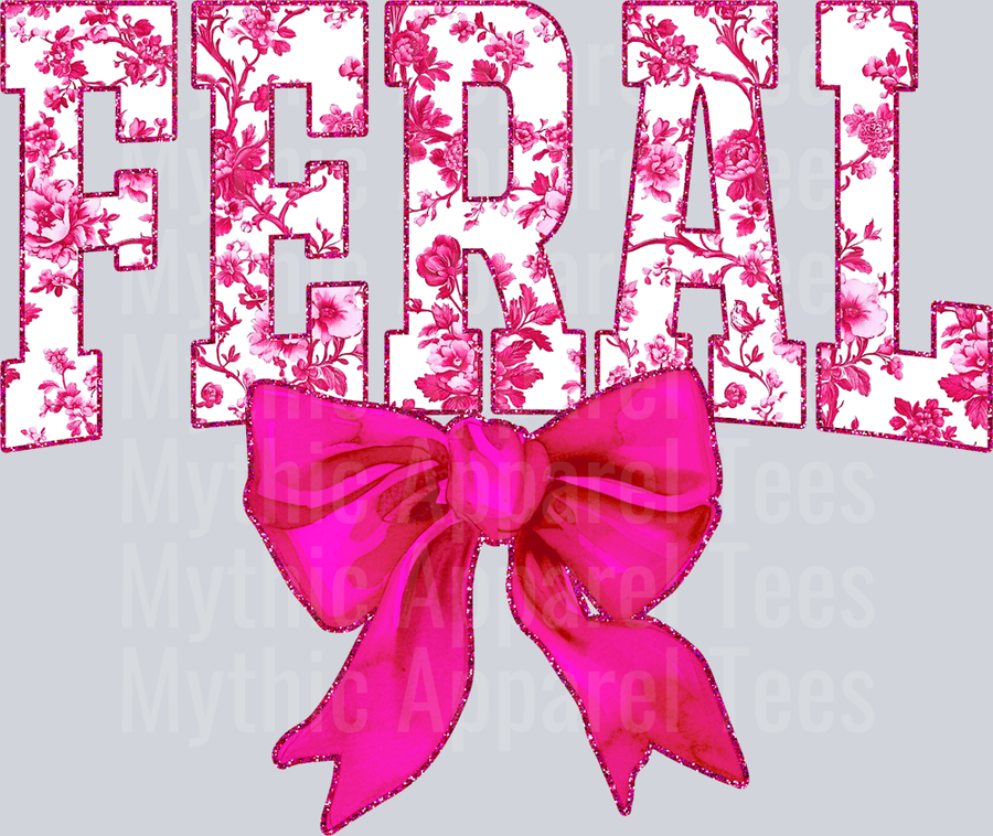 Pink Feral College Font With Bow Floral Pattern Feral Life