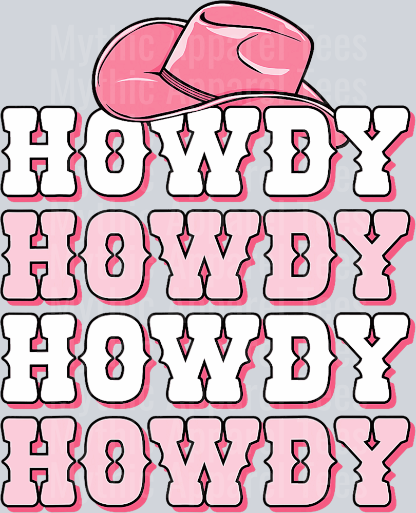 Howdy Cowgirl Hat DTF Western Transfers