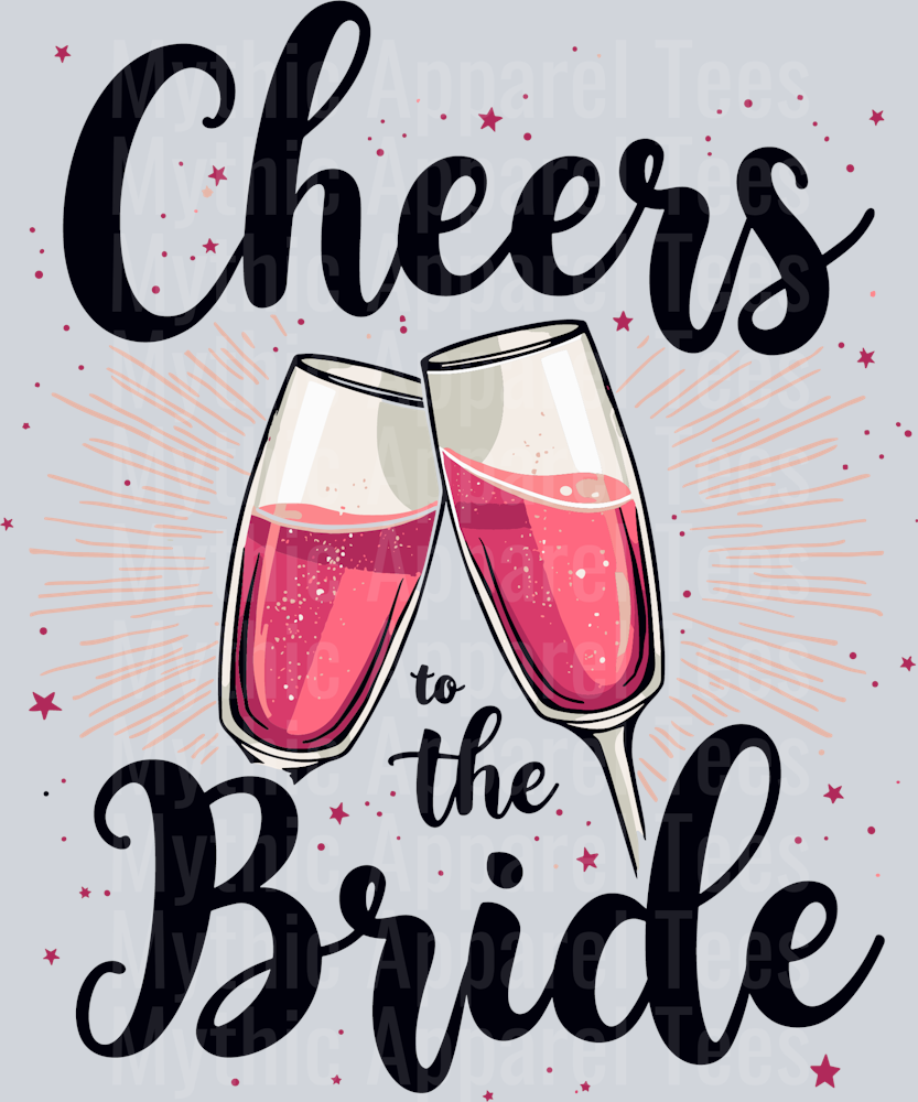 Cheers to the bride pink champagne glasses DTF Love Transfers