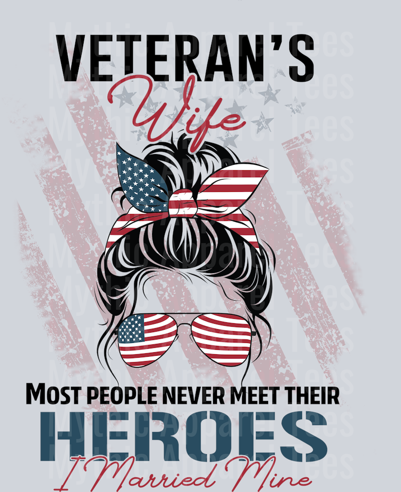 Veteran's wife USA Hair Bow DTF General Military Transfers