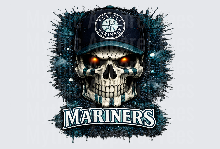 MLB Skulls Seattle Mariners Glowing Eyes Skull Fan Cap