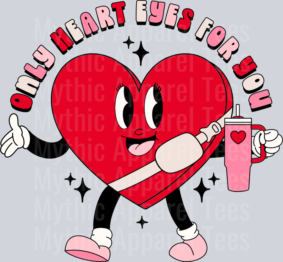 Only Heart Eyes For You Wavy Retro Funny Designs Valentines Day Sequin