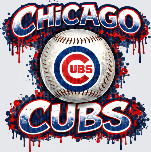 MLB Transfers Chicago Cubs Baseball with Paint Splatter Effect