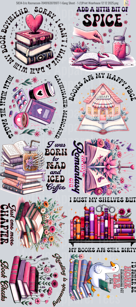 Books 1 GANG SHEET 10 FULL SIZE IMAGES