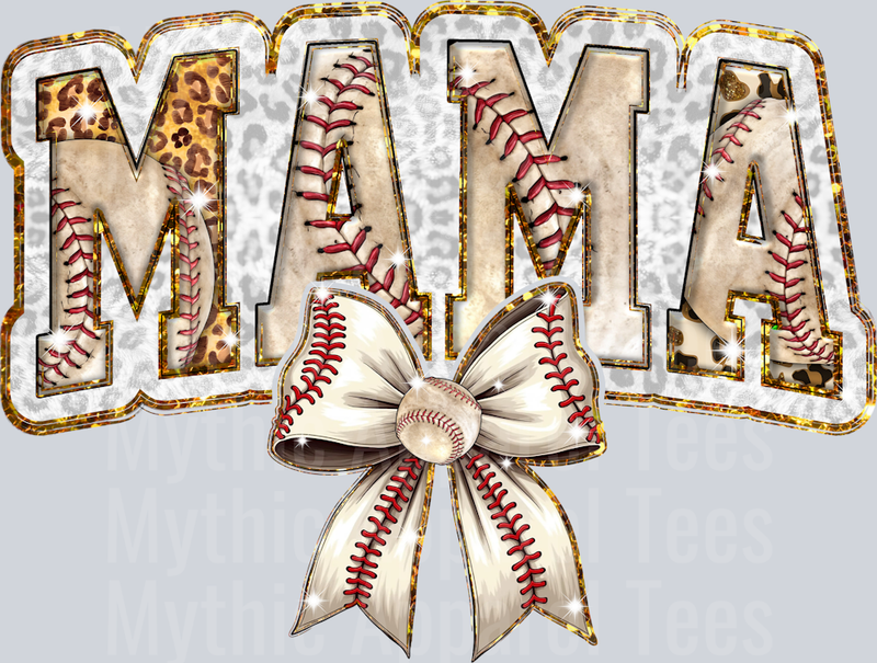 Baseball glitter mama with glitter colors cute DTF Sports Transfers