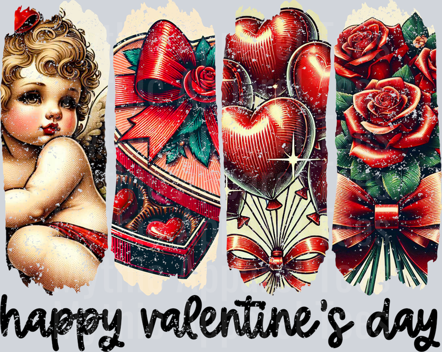 Happy Valentines Day Cupid Roses Style Combo Valentines Day Design