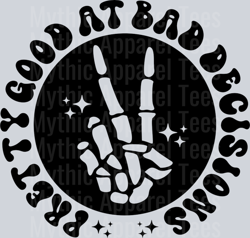 Pretty Good At Bad Decisions Pocket Pocket Funny Wavy Retro Words Black