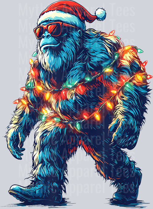 16 Santa Bigfoot Christmas Lights Xmas Sasquatch Lovers Pajama T-Shirt