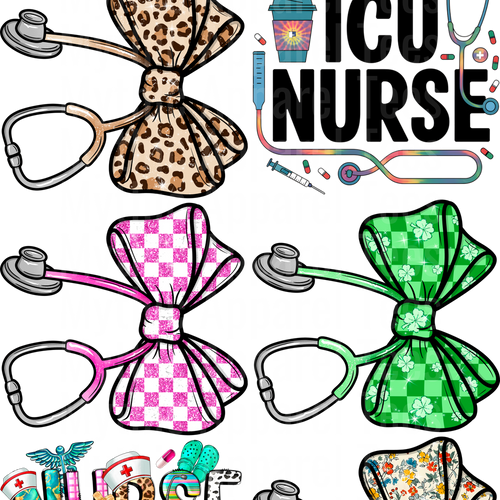 NURSE VARIETY GANG SHEET 10 FULL SIZE IMAGES
