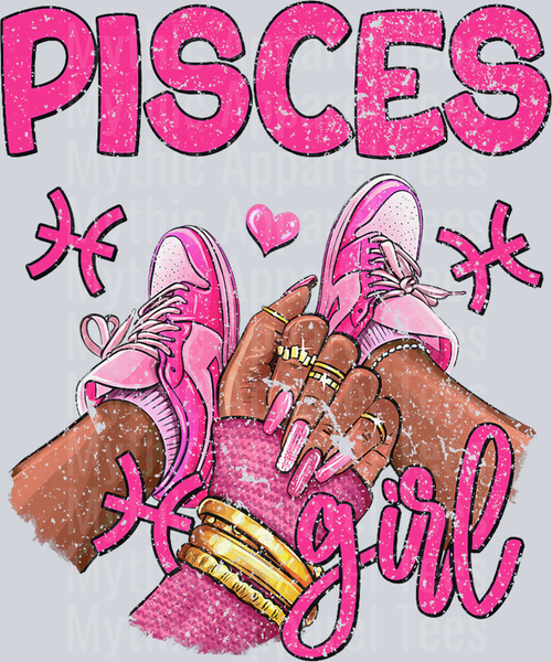 Pisces Girl Birthday Queen Women Sneakers Zodiac Sign DTF Sneaker Transfers