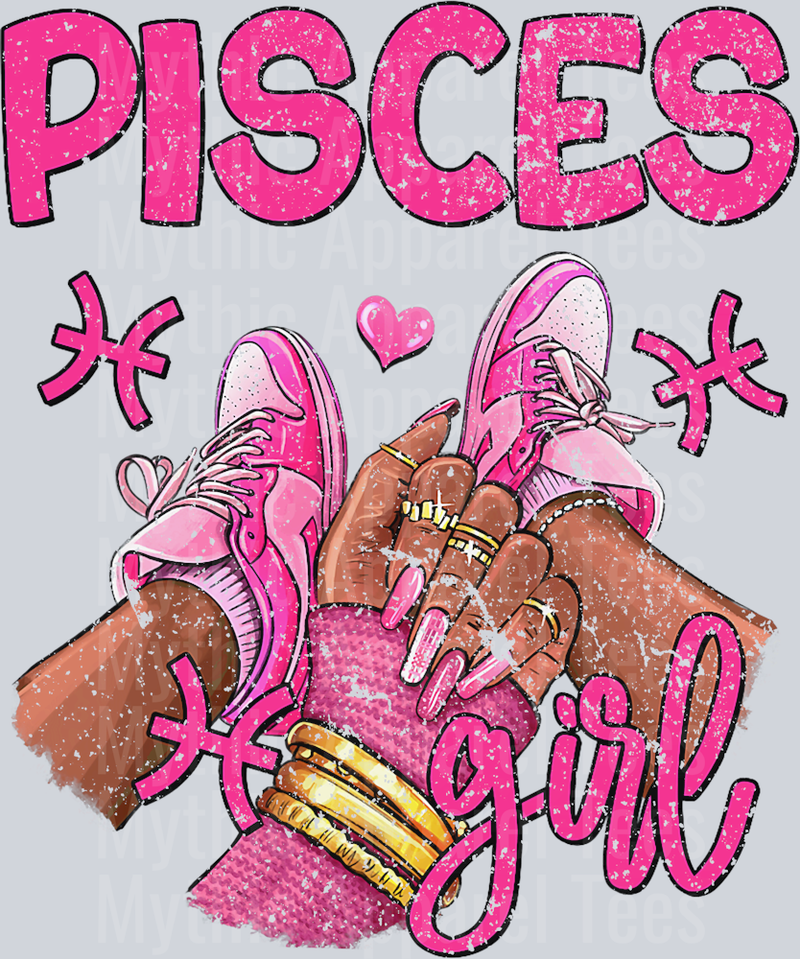Pisces Girl Birthday Queen Women Sneakers Zodiac Sign DTF Sneaker Transfers