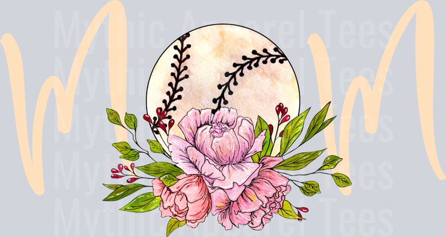 MOM milky baseball with flowers DTF Baseball Transfers