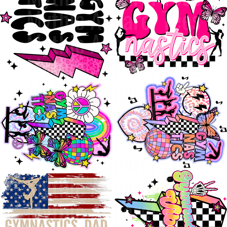 GYMNASTICS GANG SHEET 10 FULL SIZE IMAGES