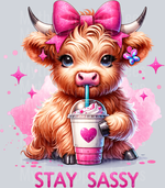 Stay Sassy Highland Cow, Coffee Theme, Heart Designs, Valentine's Day Transfers, Cute Style, Inspirational, DTF Transfer