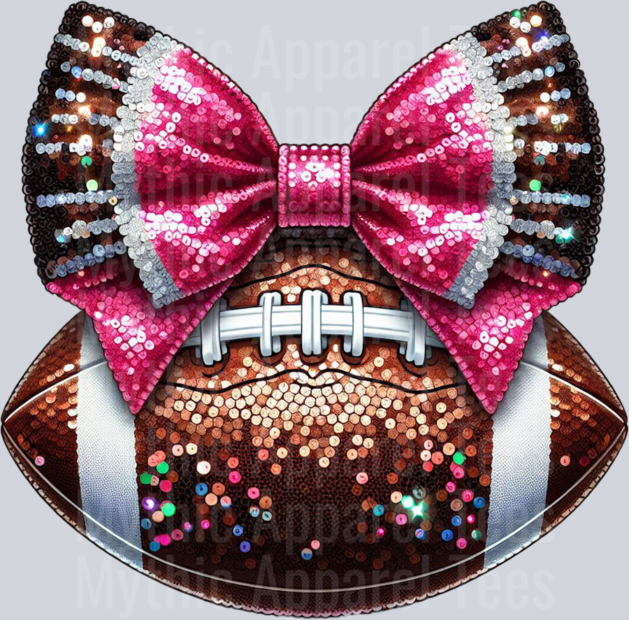 Sequin Football Pink and White School Spirit & Sports
